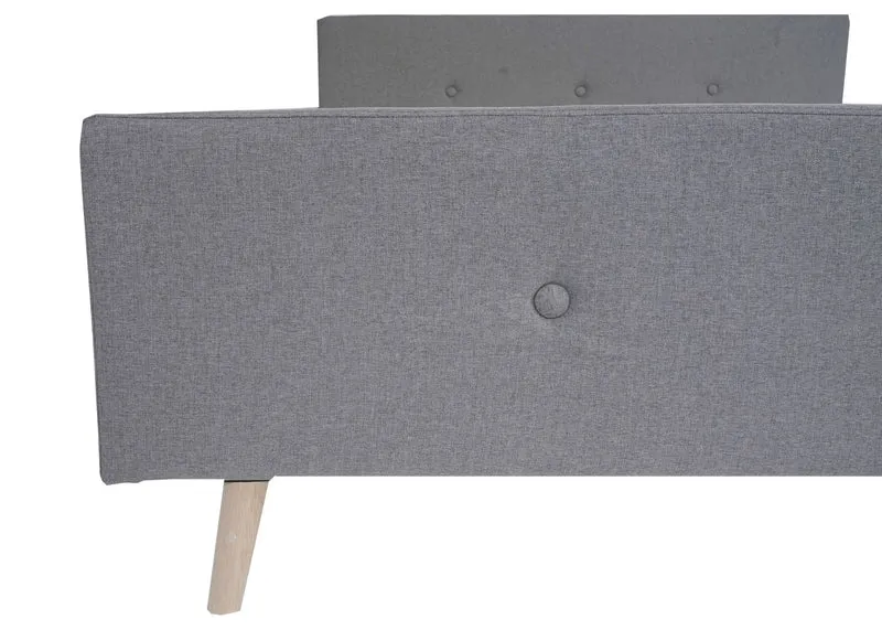 Lit double rembourré 160x200 cm gris avec sommier à lattes cadre de lit en bois massif avec tête de lit capitonnée 04_0010473