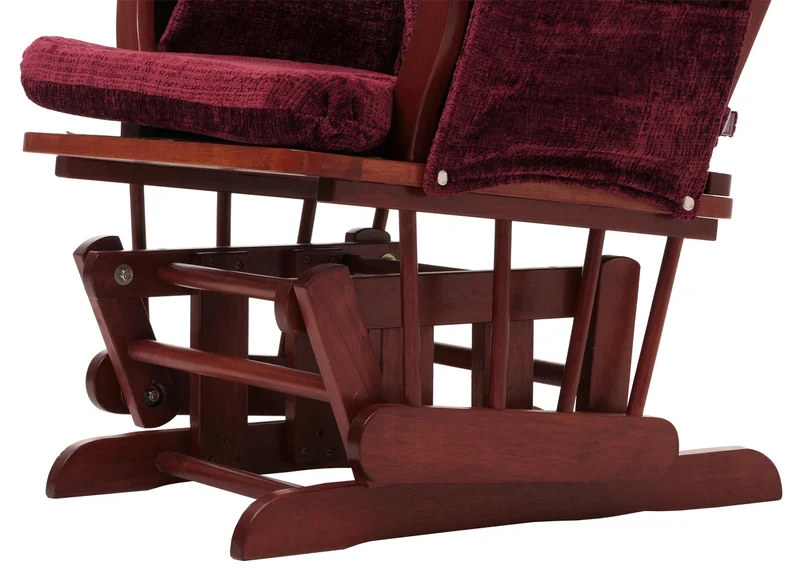 Fauteuil relax à bascule avec repose-pieds en tissu chenille bordeaux fauteuil TV confortable avec structure bois massif 04_0009925