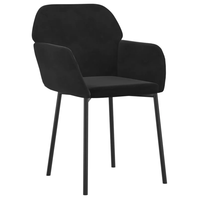 Set de 2 chaises de salle à manger cuisine en tissu velours noir et métal DEC025560