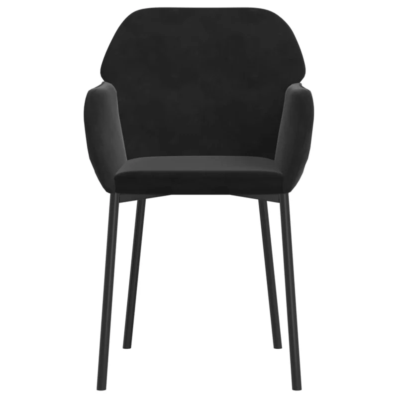 Set de 2 chaises de salle à manger cuisine en tissu velours noir et métal DEC025560