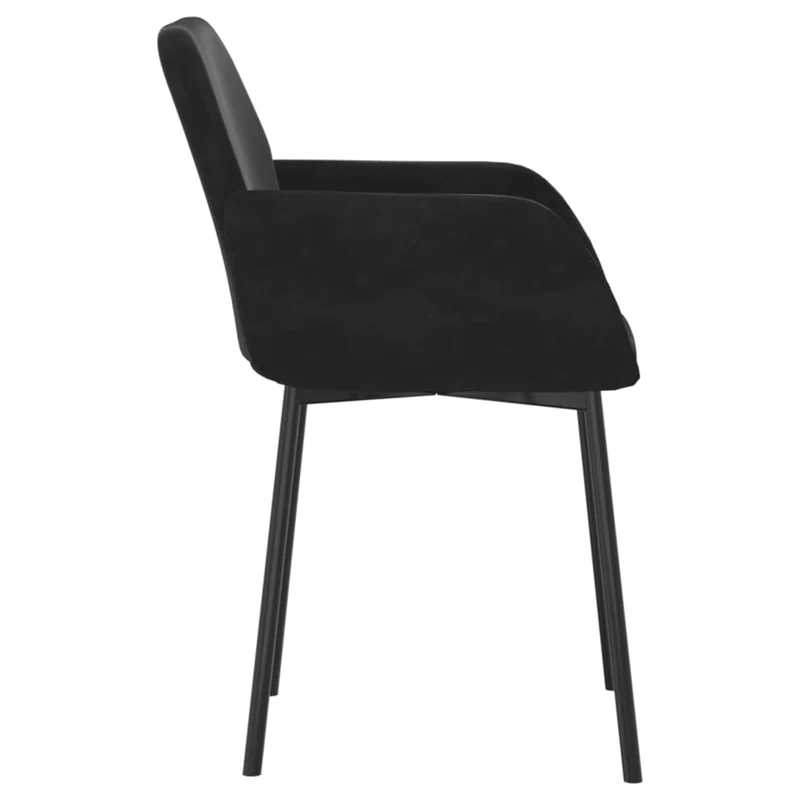 Set de 2 chaises de salle à manger cuisine en tissu velours noir et métal DEC025560