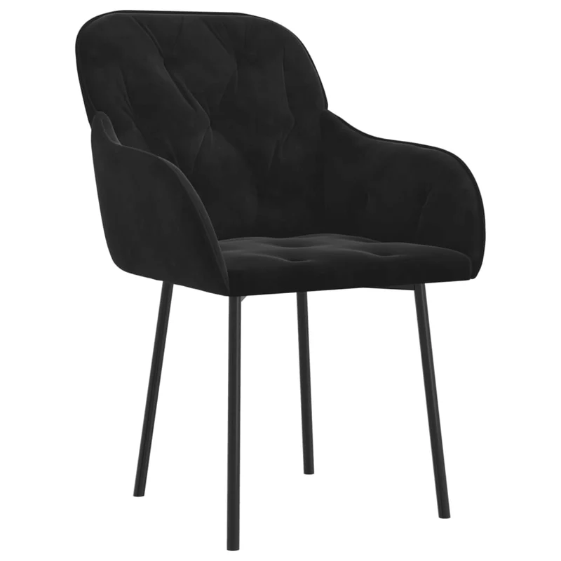 Set de 2 chaises de salle à manger en tissu velours noir et métal DEC025564