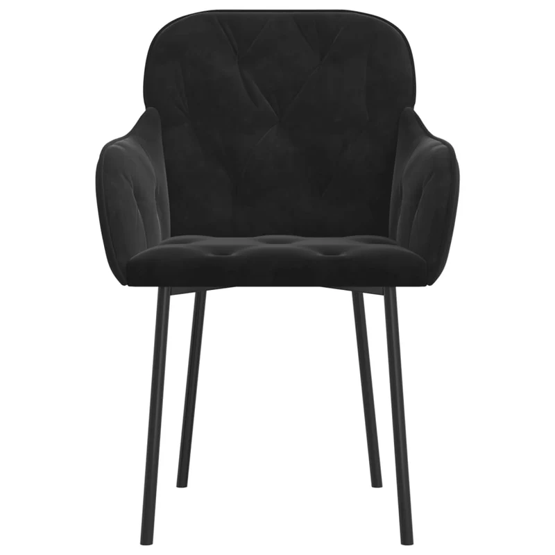 Set de 2 chaises de salle à manger en tissu velours noir et métal DEC025564