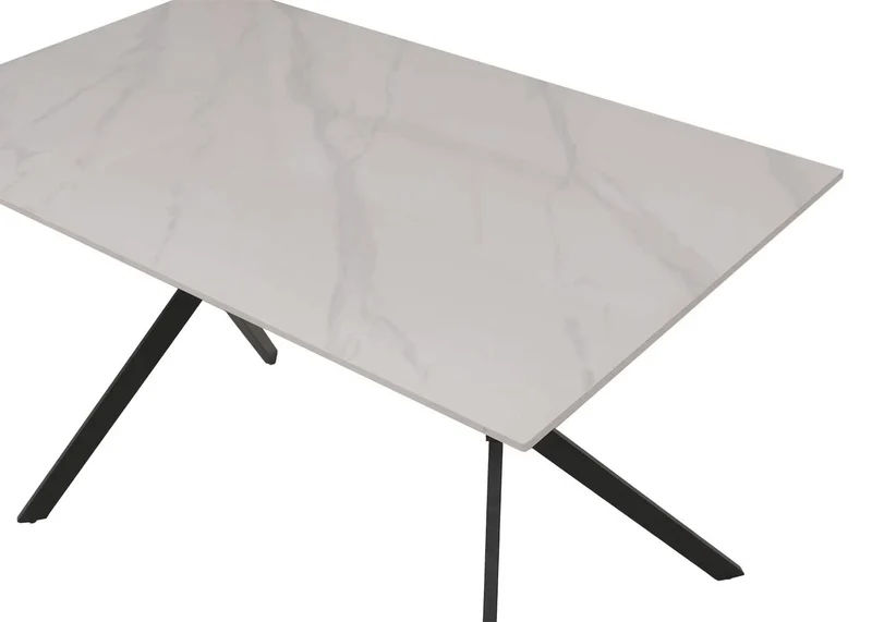 Table à manger de salle à manger design moderne 120 cm en pierre frittée et métal aspect marbre blanc 04_0009230