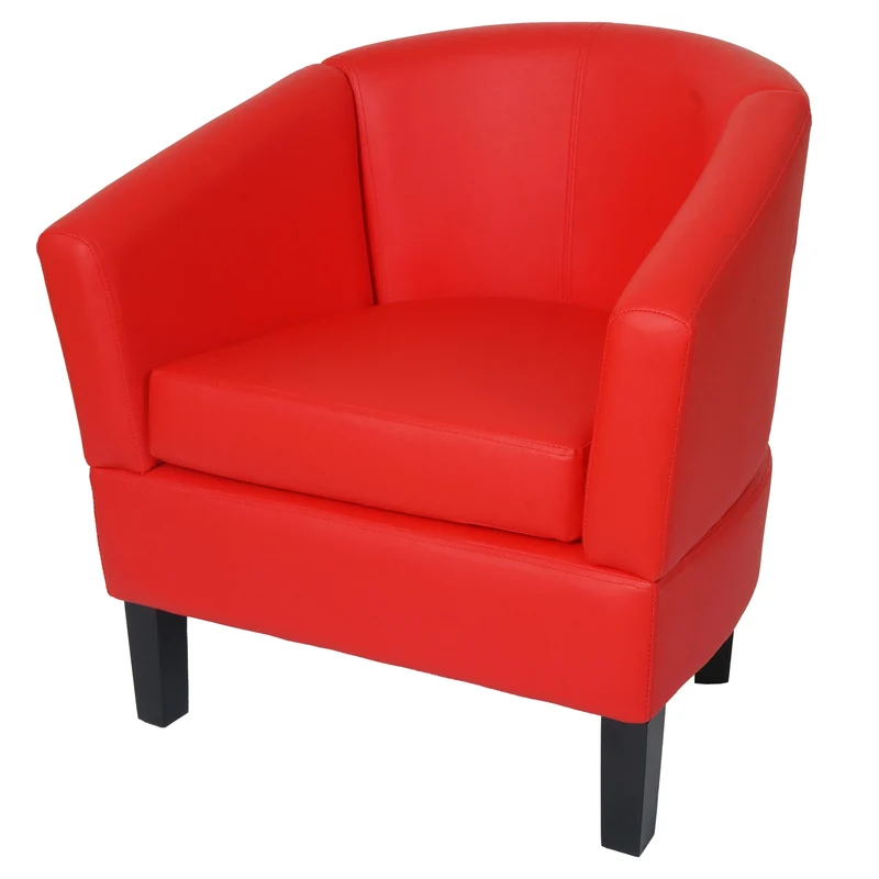 Fauteuil de salon confortable 72 x 72 x 60 cm avec assise ergonomique design moderne en PU rouge 04_0009561