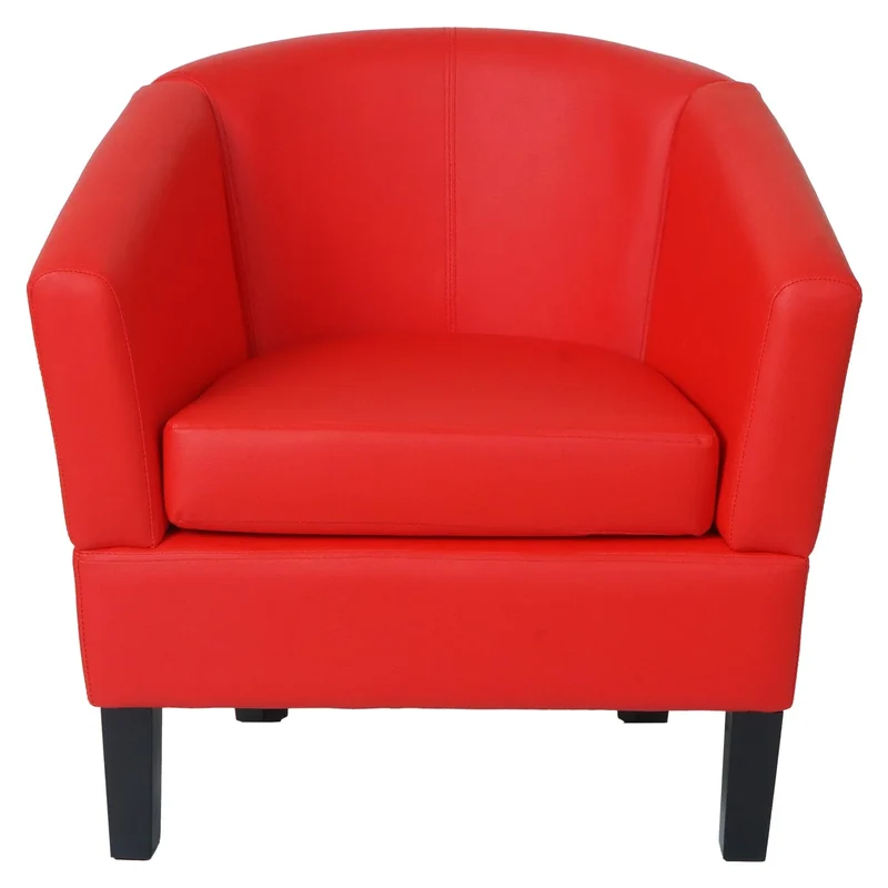 Fauteuil de salon confortable 72 x 72 x 60 cm avec assise ergonomique design moderne en PU rouge 04_0009561