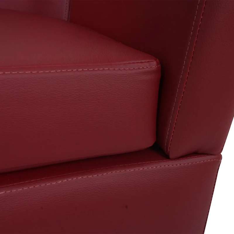 Fauteuil lounge confortable ergonomique 72 x 72 x 60 cm avec large accoudoirs style moderne en PU bordeaux 04_0009559