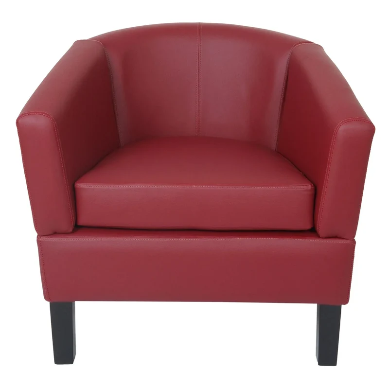 Fauteuil lounge confortable ergonomique 72 x 72 x 60 cm avec large accoudoirs style moderne en PU bordeaux 04_0009559