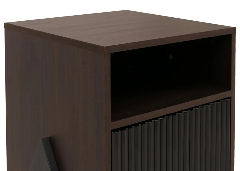 Table de chevet moderne avec 1 tiroir et 1 étagère 59 x 40 x 40 cm MDF avec mélaminé marron foncé et métal 04_0009210