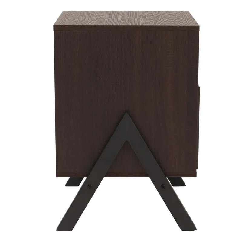 Table de chevet moderne avec 1 tiroir et 1 étagère 59 x 40 x 40 cm MDF avec mélaminé marron foncé et métal 04_0009210