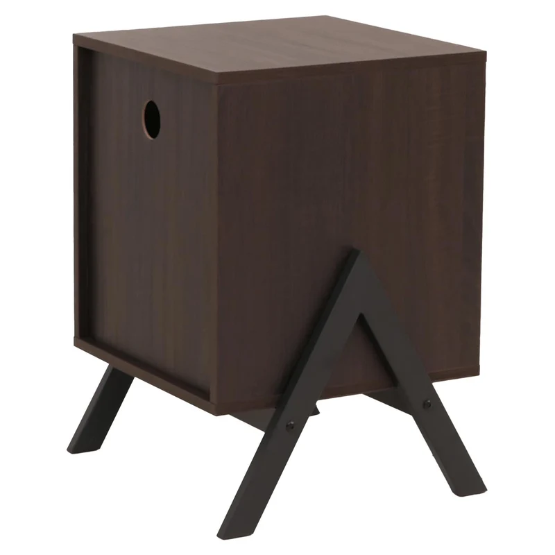 Table de chevet moderne avec 1 tiroir et 1 étagère 59 x 40 x 40 cm MDF avec mélaminé marron foncé et métal 04_0009210