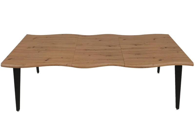 Table à manger extensible moderne ambiance cosy 160-220 x 90 x 77 cm en MDF noyer et métal 04_0009259