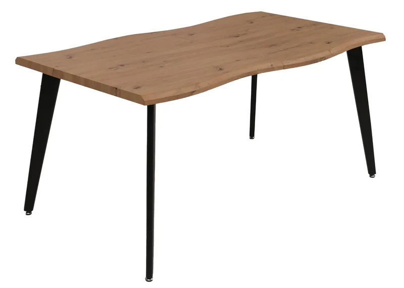 Table à manger extensible moderne ambiance cosy 160-220 x 90 x 77 cm en MDF noyer et métal 04_0009259