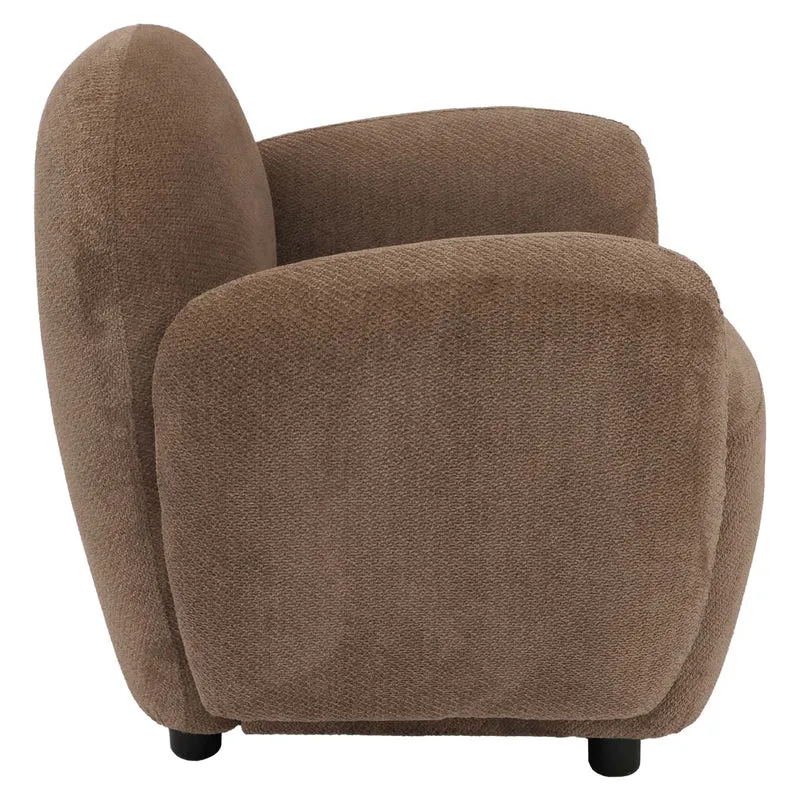 Fauteuil lounge design en tissu chenille marron fauteuil relax avec accoudoirs assise rembourrée confortable 04_0009028