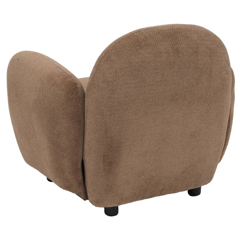 Fauteuil lounge design en tissu chenille marron fauteuil relax avec accoudoirs assise rembourrée confortable 04_0009028