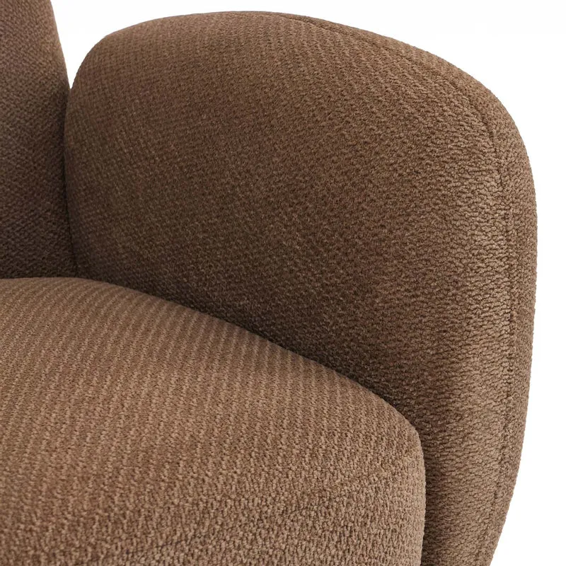 Fauteuil lounge design en tissu chenille marron fauteuil relax avec accoudoirs assise rembourrée confortable 04_0009028