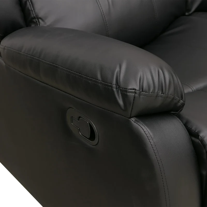 Canapé cinéma 3 places inclinable en similicuir noir fauteuil home cinéma avec repose-pieds porte-gobelets et fonction relax 04_0009404