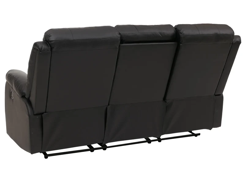 Canapé cinéma 3 places inclinable en similicuir noir fauteuil home cinéma avec repose-pieds porte-gobelets et fonction relax 04_0009404
