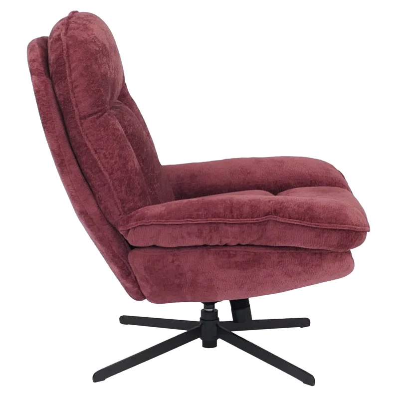 Fauteuil relax TV design moderne et confort fonction de bascule pivotant en métal et tissu chenille couleur bordeaux 04_0009033
