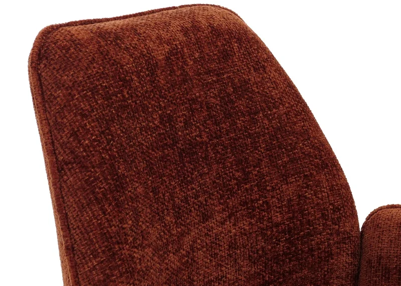 Chaise de salle à manger pivotante avec accoudoirs fonction Auto-Position 180° en chenille rouge-brun piètement métal 04_0009238