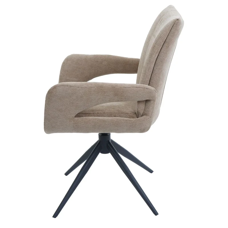 Chaise de salle à manger pivotante moderne accoudoirs enveloppants 90 x 60 x 60 cm confort d'assise ergonomique en tissu chenille beige 04_0009335