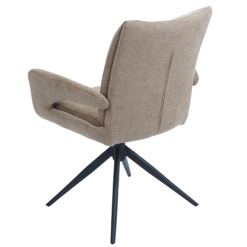 Chaise de salle à manger pivotante moderne accoudoirs enveloppants 90 x 60 x 60 cm confort d'assise ergonomique en tissu chenille beige 04_0009335