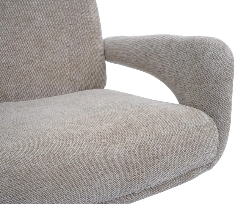 Chaise de salle à manger pivotante moderne accoudoirs enveloppants 90 x 60 x 60 cm confort d'assise ergonomique en tissu chenille beige 04_0009335