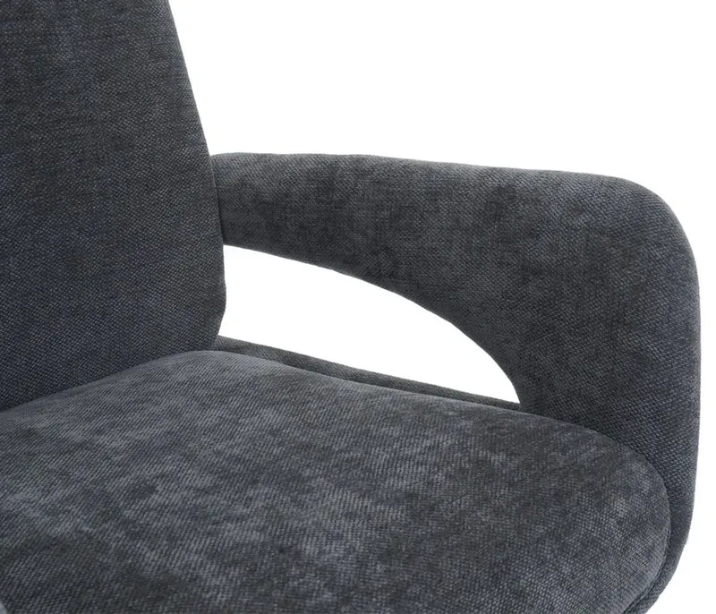 Chaise de salle à manger pivotante moderne accoudoirs enveloppants 90 x 60 x 60 cm confort d'assise ergonomique en tissu chenille gris foncé 04_0009336