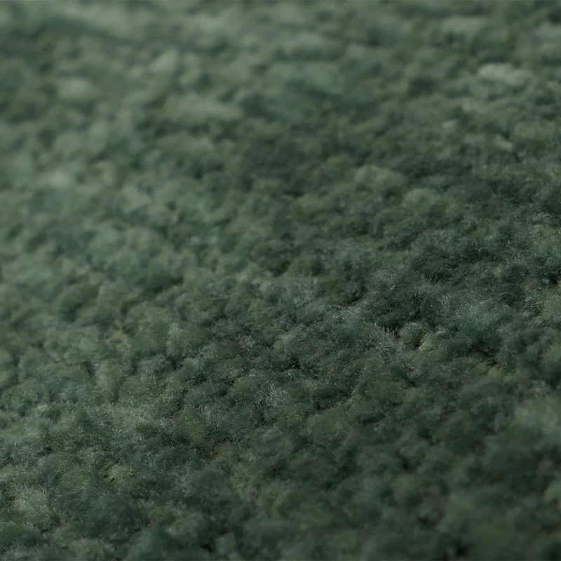 Pouf repose-pieds tabouret rembourré en tissu chenille couleur vert avec piètement métal 04_0009039