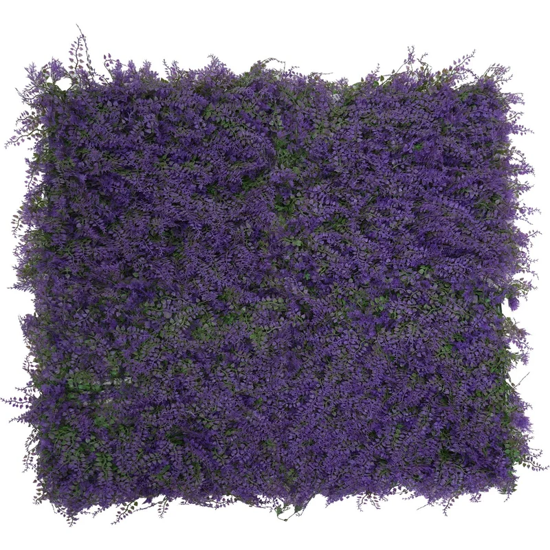 Mur végétal artificiel décoratif intérieur extérieur lot de 4 panneaux plantes 50x50 cm feuillage vert et violet 1 m² 04_0009172