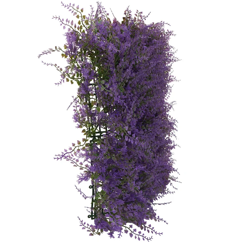 Mur végétal artificiel décoratif intérieur extérieur lot de 4 panneaux plantes 50x50 cm feuillage vert et violet 1 m² 04_0009172