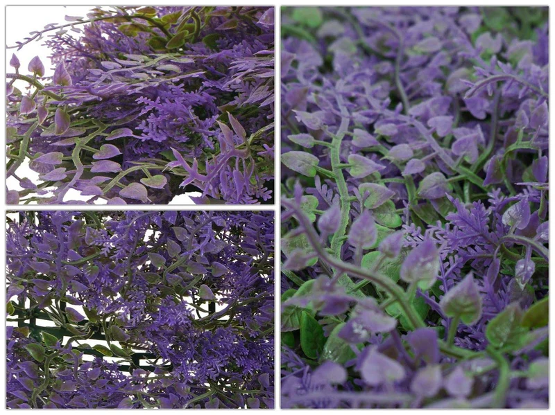 Mur végétal artificiel décoratif intérieur extérieur lot de 4 panneaux plantes 50x50 cm feuillage vert et violet 1 m² 04_0009172