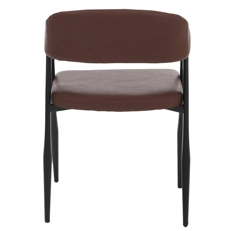 Lot de 2 chaises de salle à manger style industriel rétro avec accoudoirs en métal et similicuir marron-rouge 04_0008986