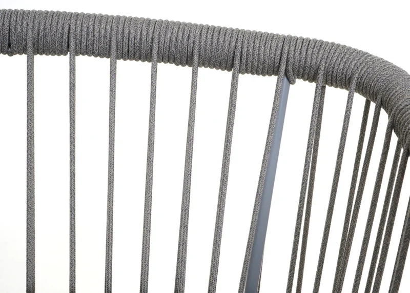 Lot de 2 tabourets de bar design avec corde tressée pour intérieur et extérieur avec coussins taupe structure métal effet bois 04_0009604