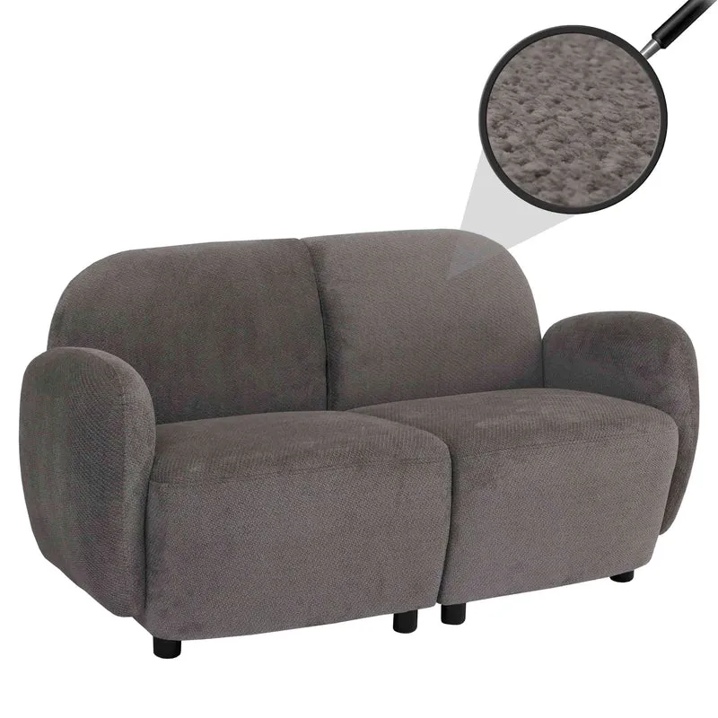 Canapé 2 places lounge avec accoudoirs design moderne formes arrondies 2 places en tissu chenille gris clair 04_0009021