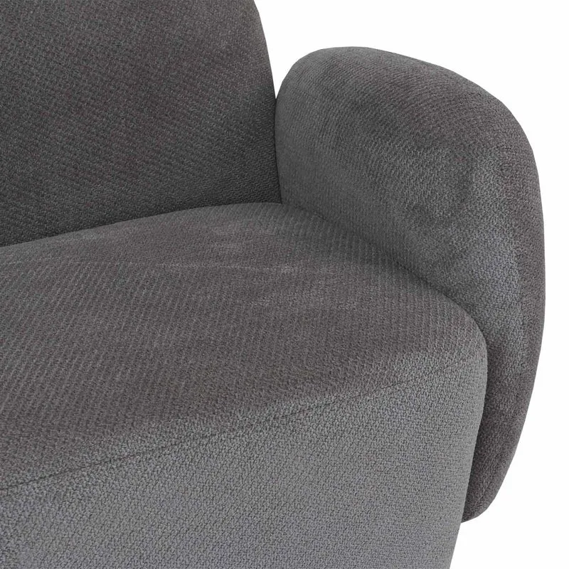 Canapé 2 places lounge avec accoudoirs design moderne formes arrondies 2 places en tissu chenille gris clair 04_0009021