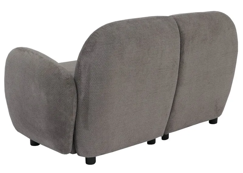 Canapé 2 places lounge avec accoudoirs design moderne formes arrondies 2 places en tissu chenille gris clair 04_0009021