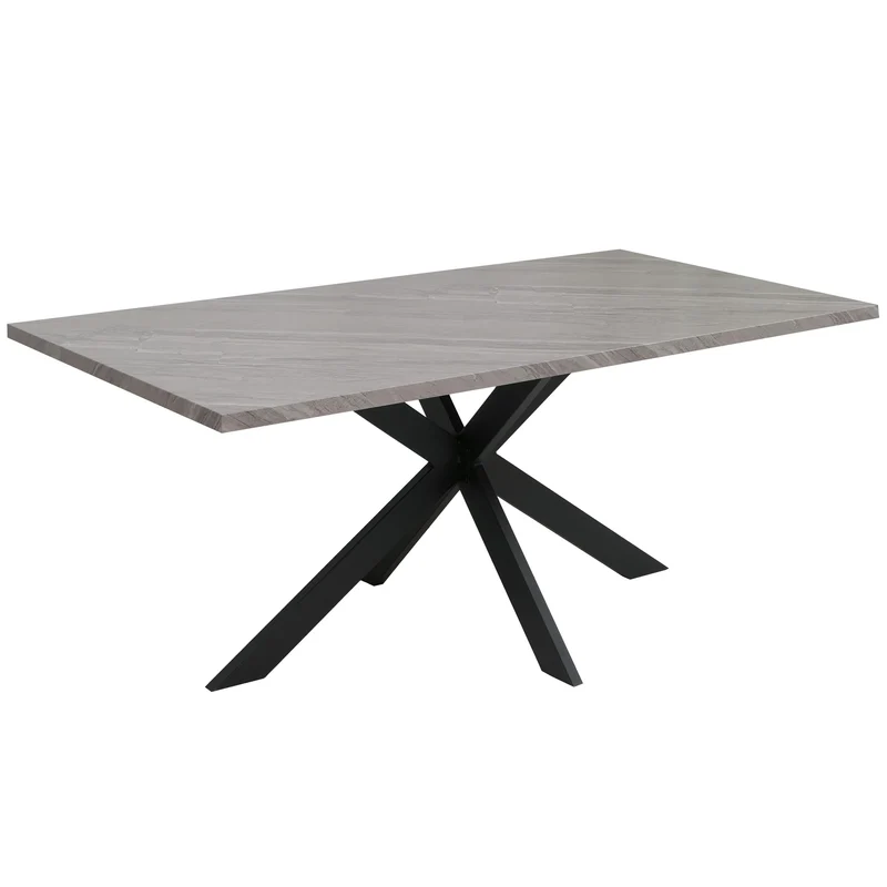 Table à manger rectangulaire moderne 180 x 90 x 76 cm pour 8 personnes en MDF gris 04_0009256