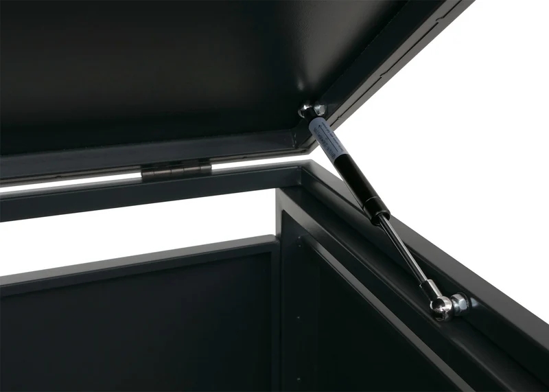 Cache-poubelle extérieur pour 1 bac 80 à 240 L en acier anthracite abri poubelle avec couvercle et porte verrouillables 68 x 84 x 122 cm 04_0009355