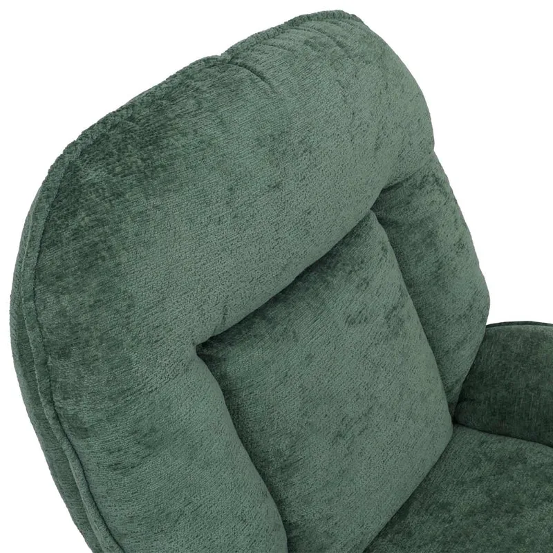 Fauteuil relax TV avec repose-pieds pivotant avec suspension confort exceptionnel structure métal et revêtement chenille vert 04_0009037