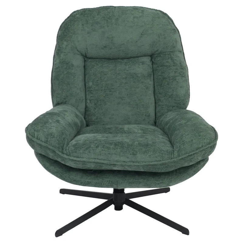 Fauteuil relax TV avec repose-pieds pivotant avec suspension confort exceptionnel structure métal et revêtement chenille vert 04_0009037