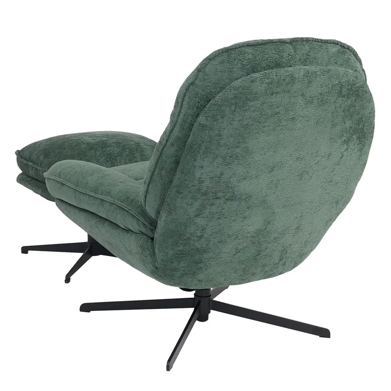 Fauteuil relax TV avec repose-pieds pivotant avec suspension confort exceptionnel structure métal et revêtement chenille vert 04_0009037
