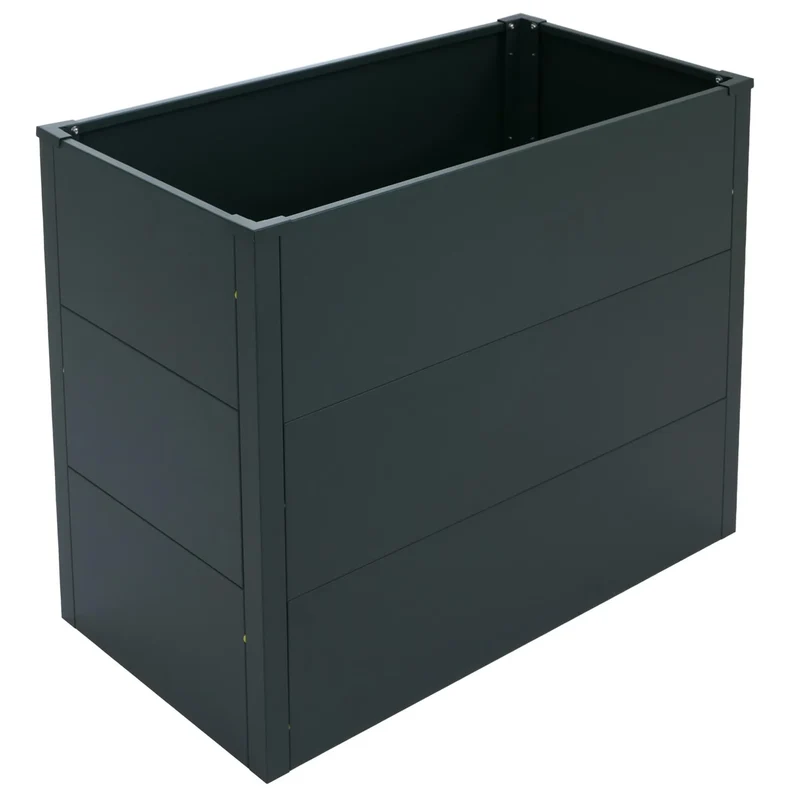 Lot de 3 bacs potagers surélevés en acier galvanisé vert carrés potagers pour jardin terrasse ou balcon 04_0008846