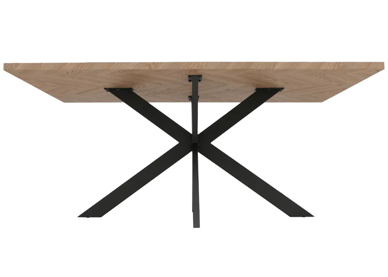 Table de salle à manger industrielle 180 cm effet chêne clair avec pieds métal pour 6 à 8 personnes 04_0009258