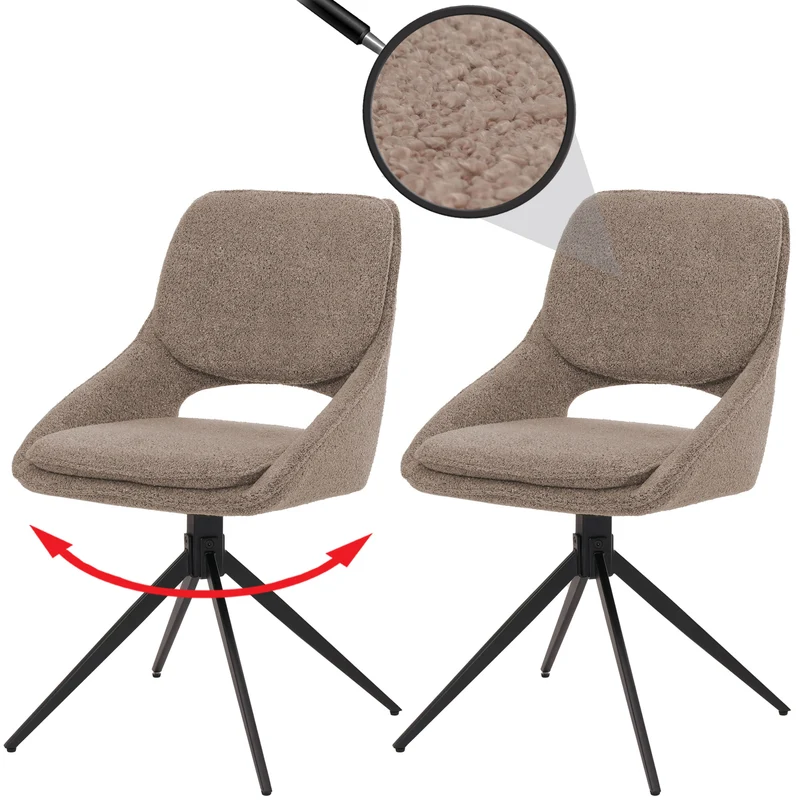 Lot de 2 chaises de salle à manger modernes 87 x 55 x 55 cm avec assise confortable design épuré en tissu beige 04_0009916