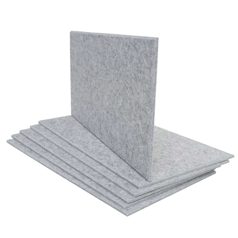 Lot de 6 panneaux acoustiques muraux 60 x 30 x 0,9 cm design moderne pour isolation phonique en textile gris clair 04_0010303
