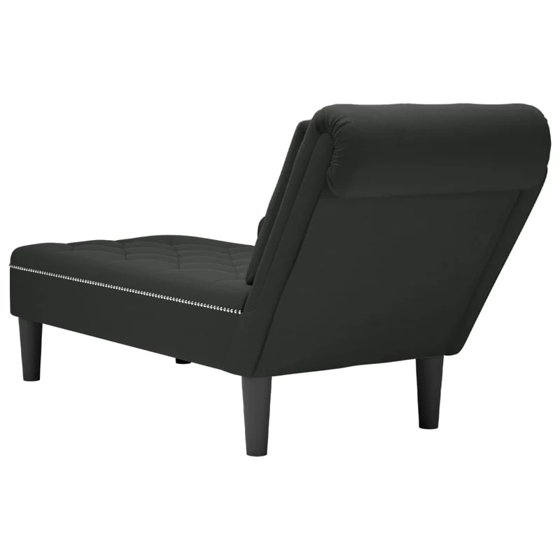Méridienne chaise longue canapé pour intérieur avec coussin et accoudoir droit en velours noir DEC026261