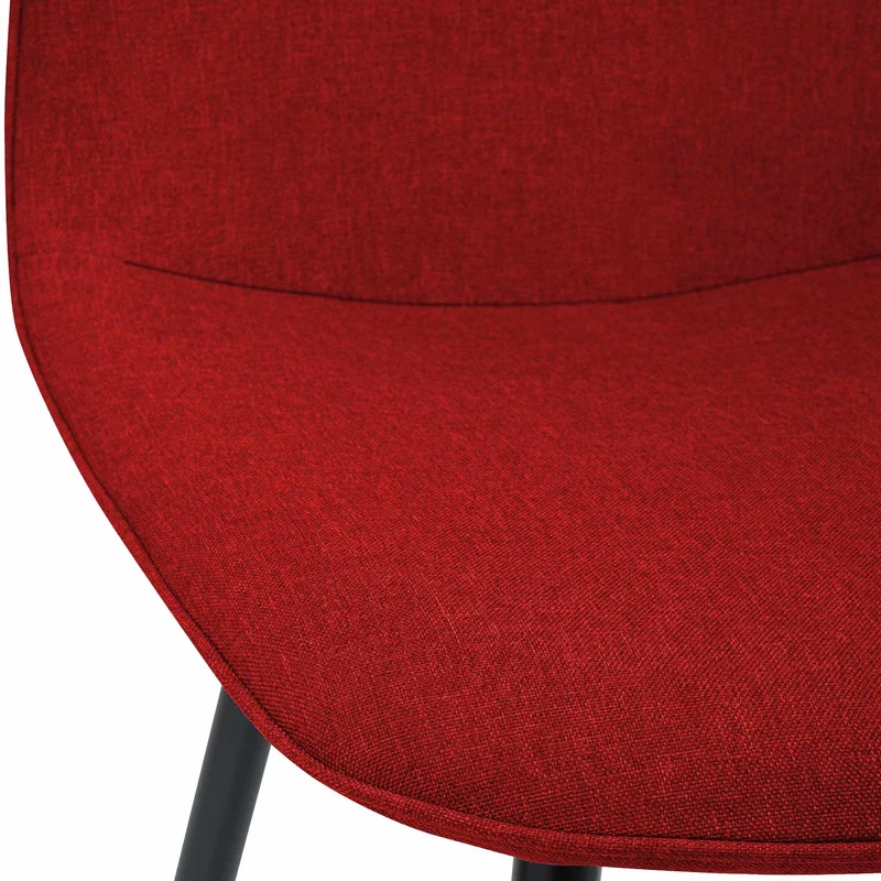 Chaise de salle à manger cuisine x1 design moderne en tissu rouge cadre en métal noir 10_0007165