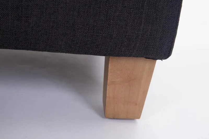 Tabouret bas repose-pieds pouf capitonné en tissu gris foncé pieds en bois 45x46 cm 10_0000060