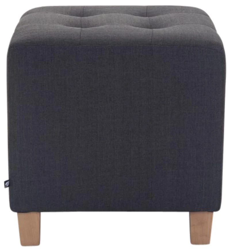 Lot de 2 poufs carrés en tissu gris foncé avec pieds en bois 45x45 cm – Assise capitonnée élégante 10_0006363